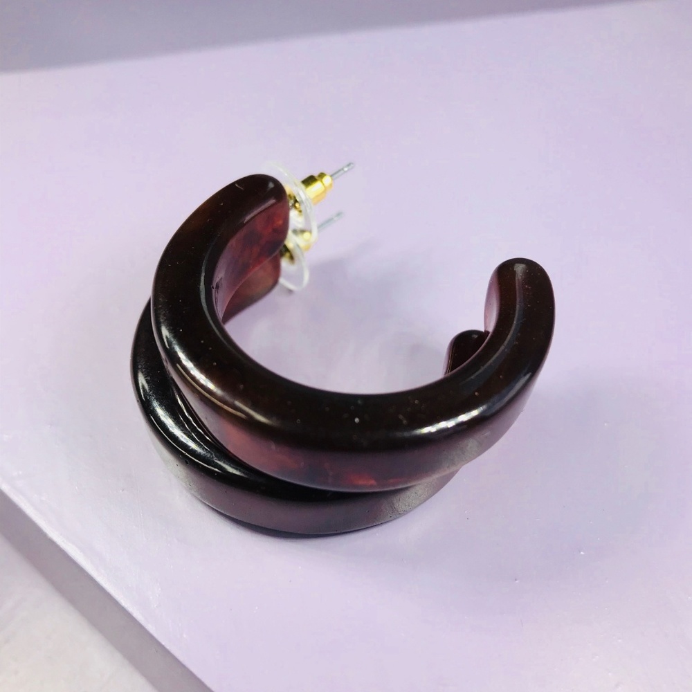 🆑 Brown Thick Hoops - Picture 5 of 6